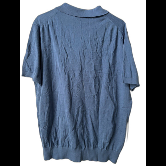 NEW Collars & Co Pure Cotton Polo Knit Navy Shirt Men's Large Short Sleeve Golf - Picture 4 of 6